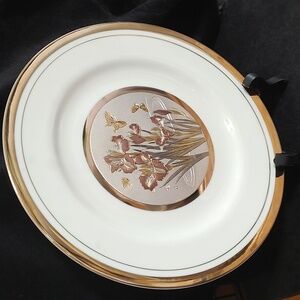 Butterflies & Iris Flowers Decorative Plate